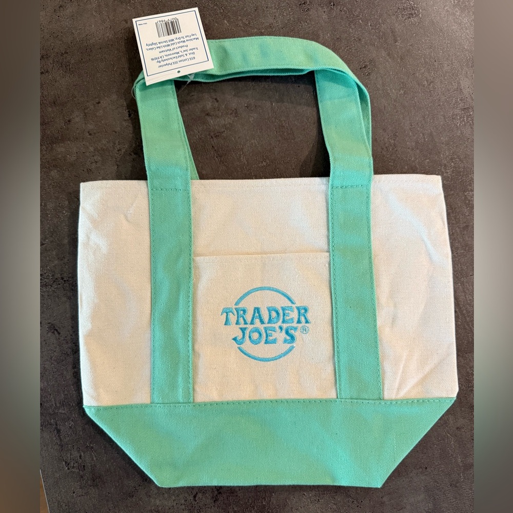 *New* Trader Joe’s Mini Mint Green Pastel Canvas Tote Bag